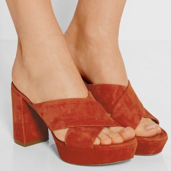 Mansur Gavriel Red Suede SS19 Chunky Platform Sandal 7 - Picture 1 of 7
